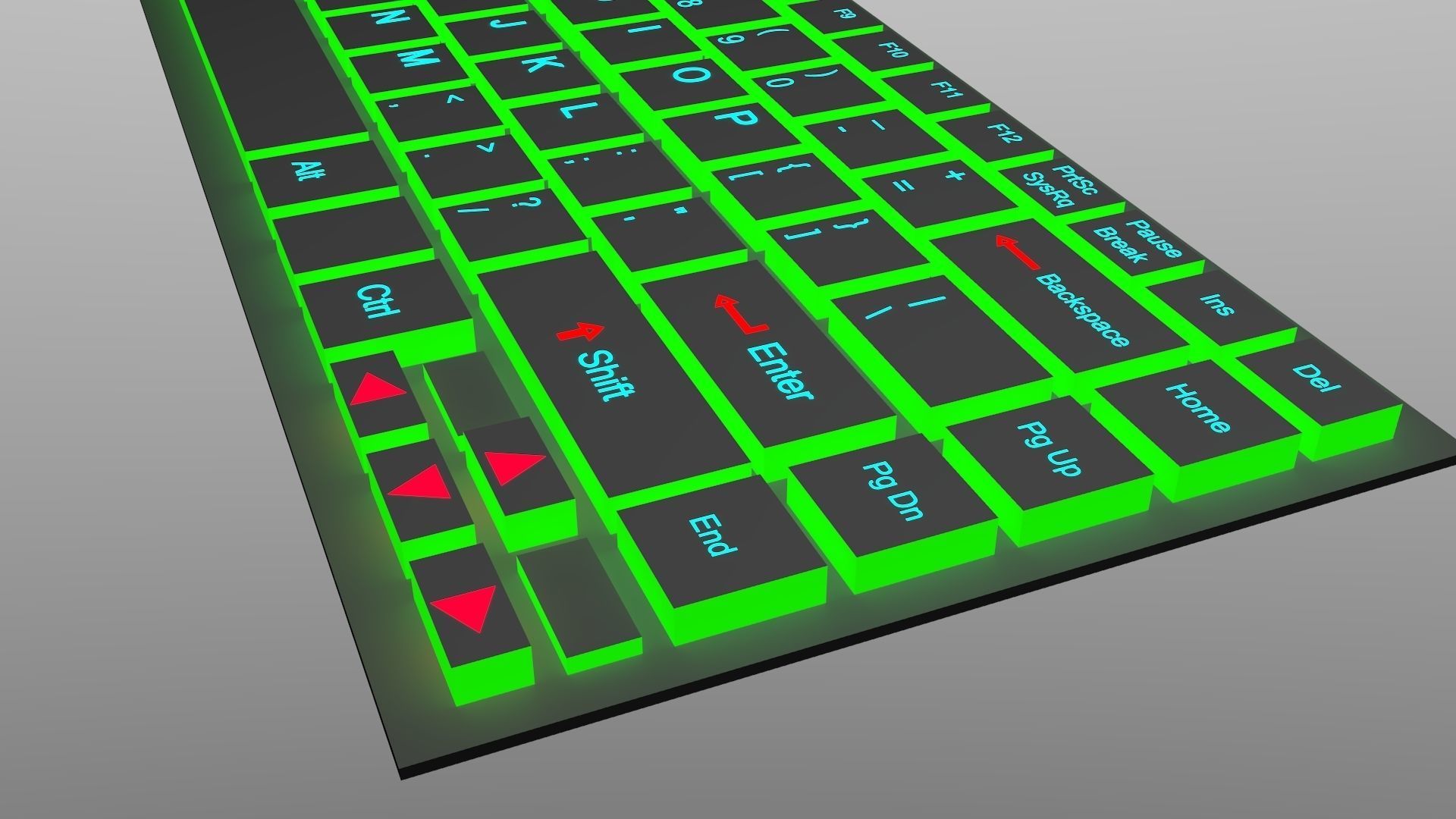 LAPTOP KEYBOARD With One type Light Low-poly 3D model_5