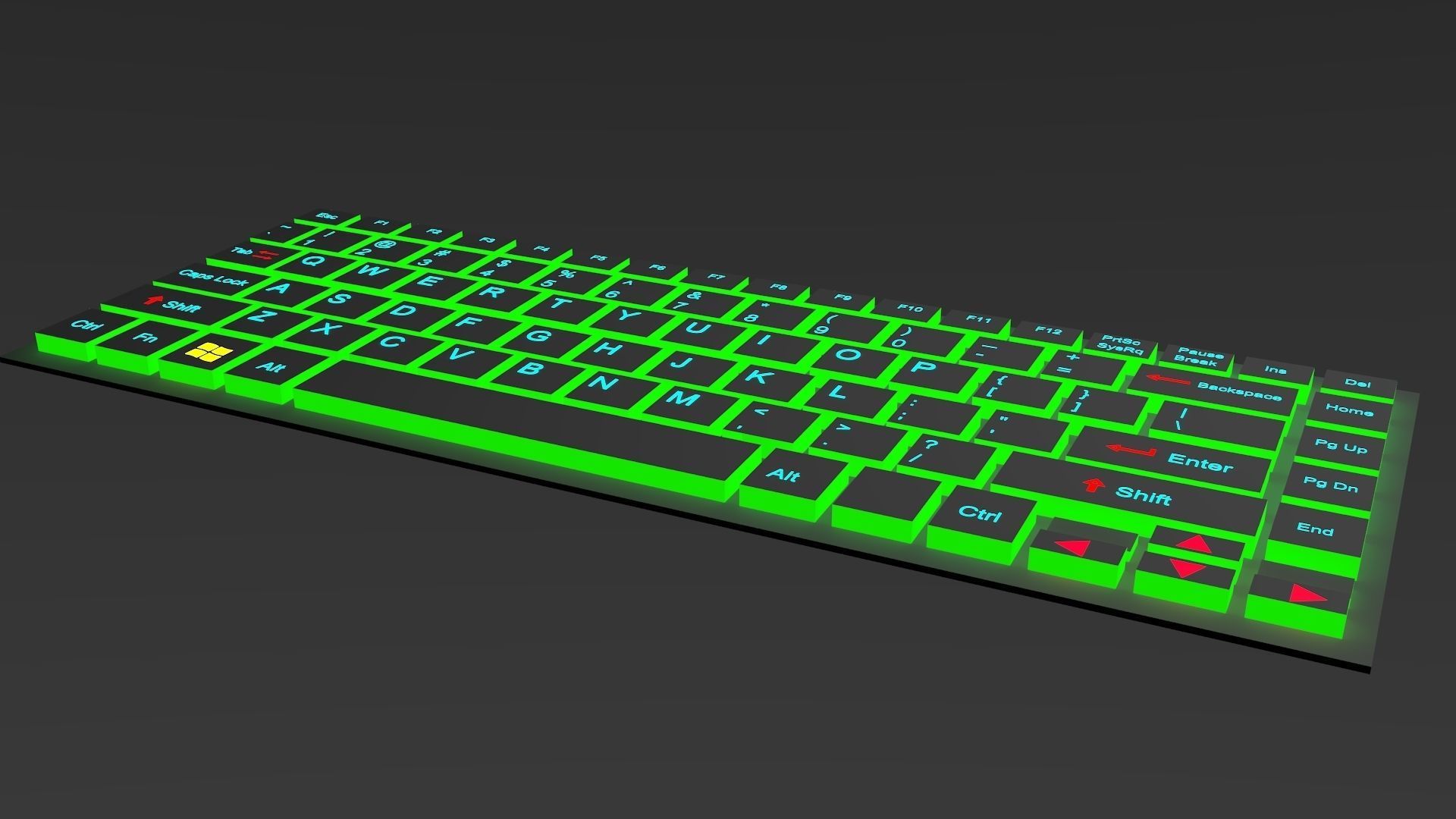 LAPTOP KEYBOARD With One type Light Low-poly 3D model_1