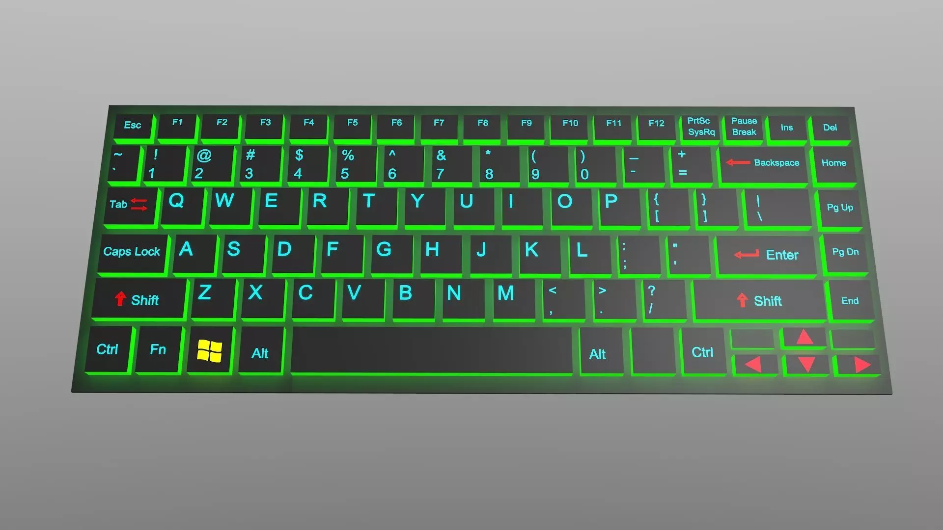 LAPTOP KEYBOARD With One type Light Low-poly 3D model_0