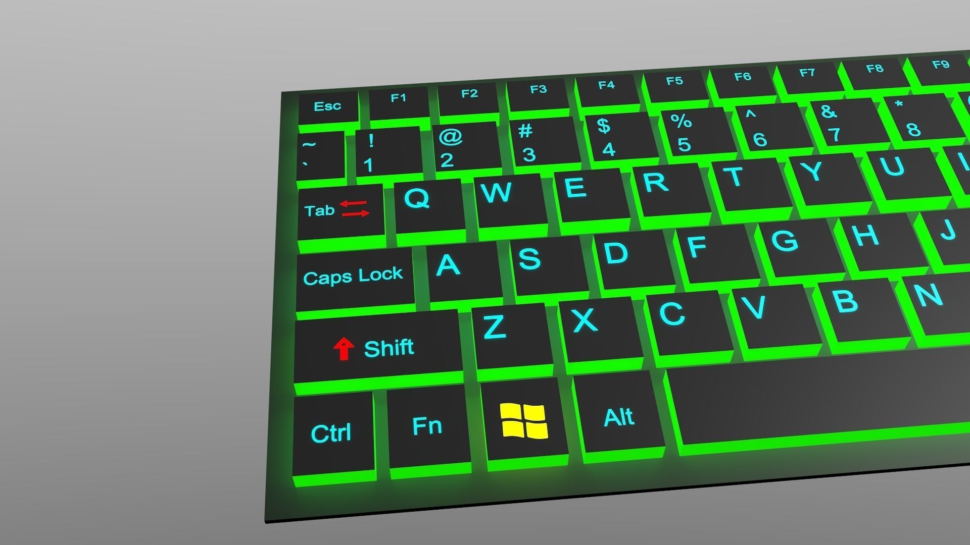 LAPTOP KEYBOARD With One type Light Low-poly 3D model_4