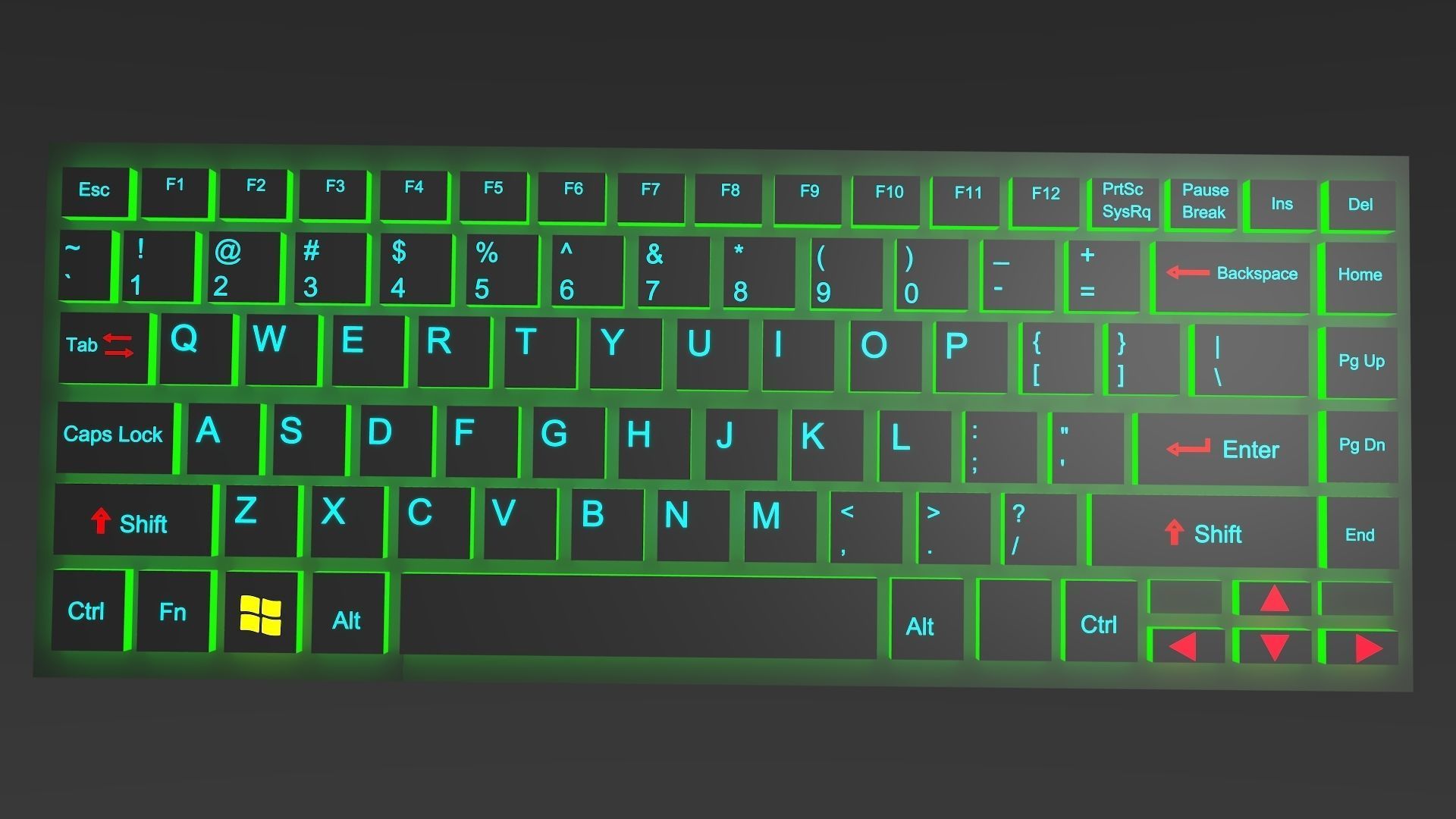 LAPTOP KEYBOARD With One type Light Low-poly 3D model_2