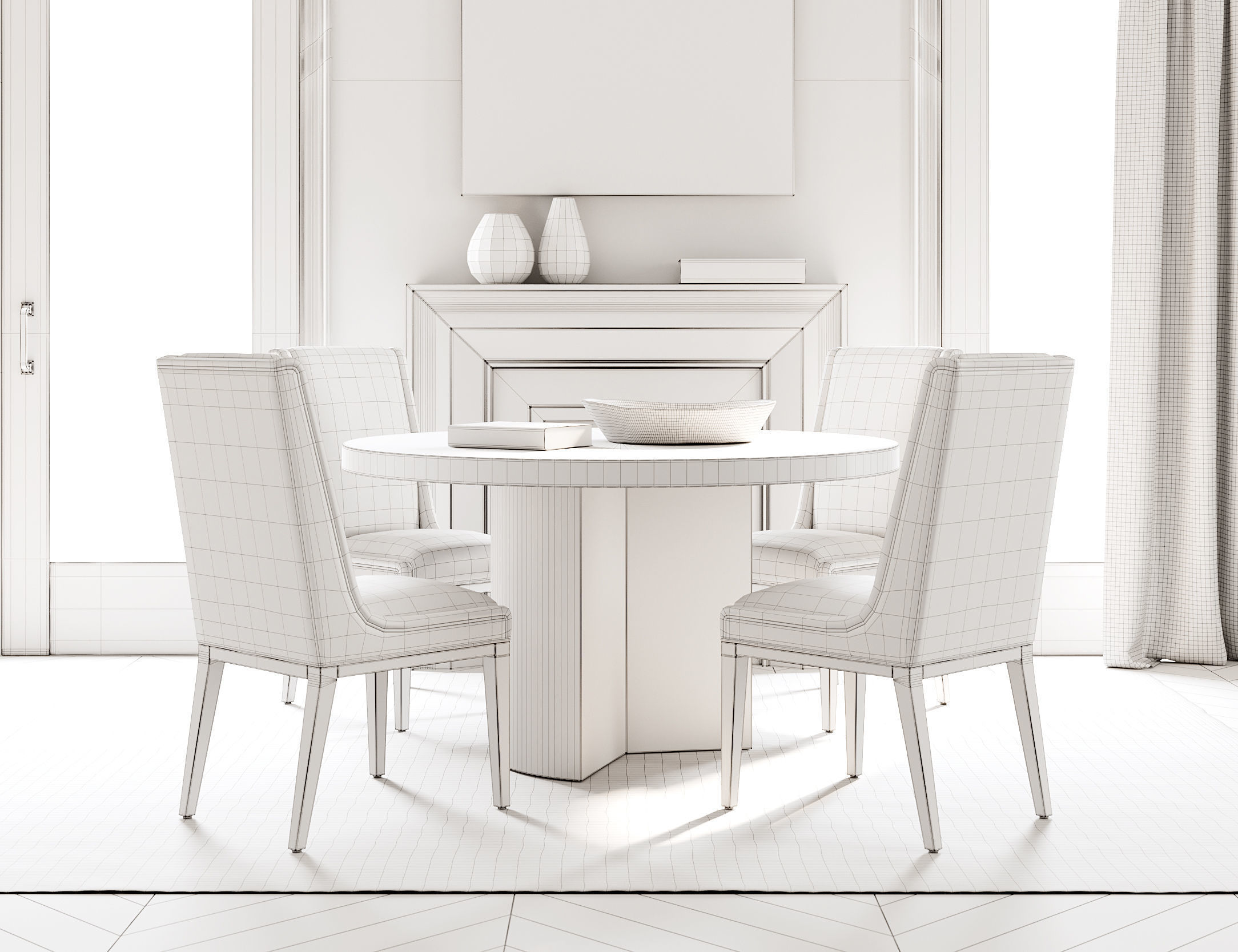 Rustic Dining Room Interior ID296 3D model_3