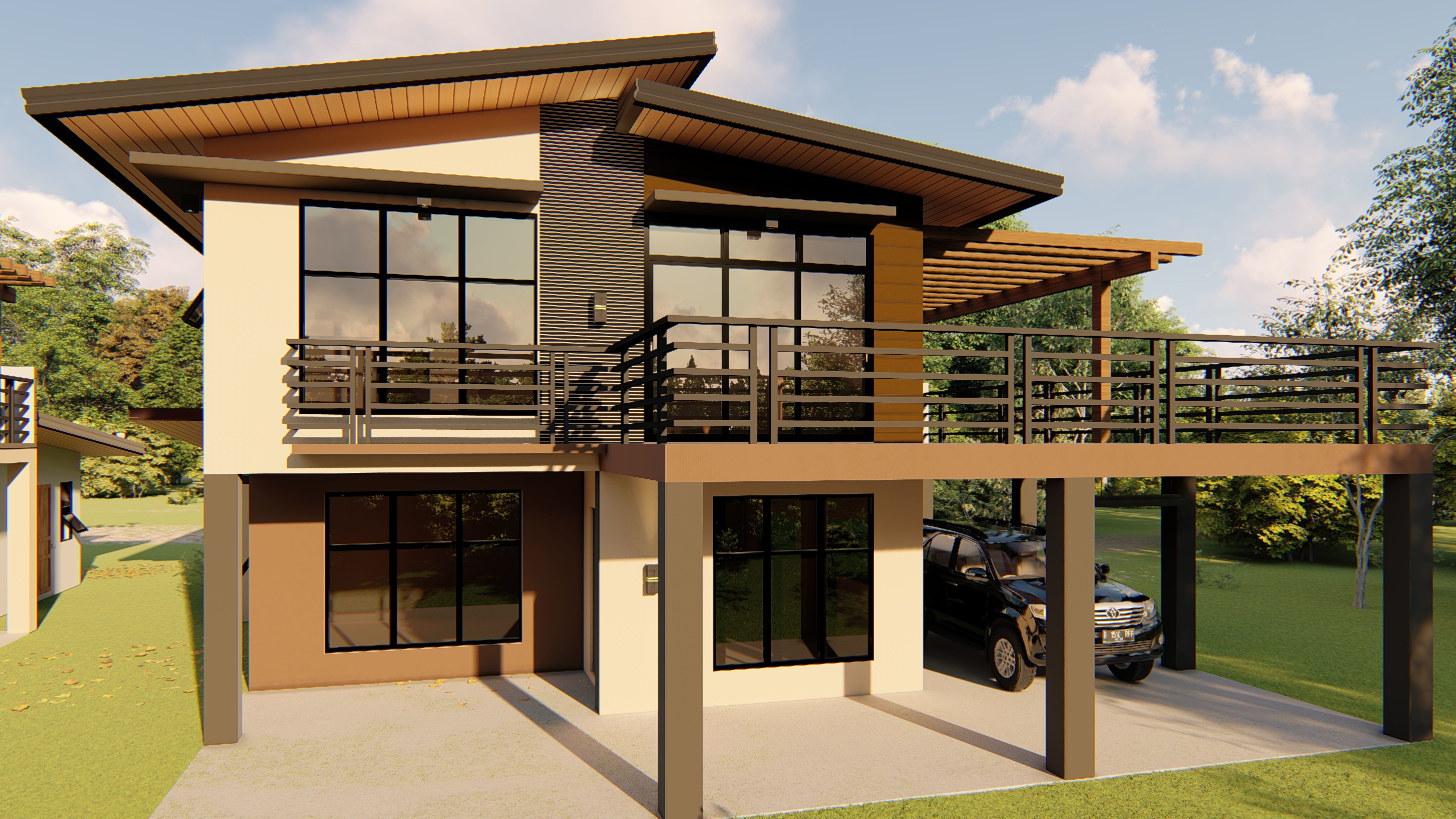 2 storey house 3D model_1