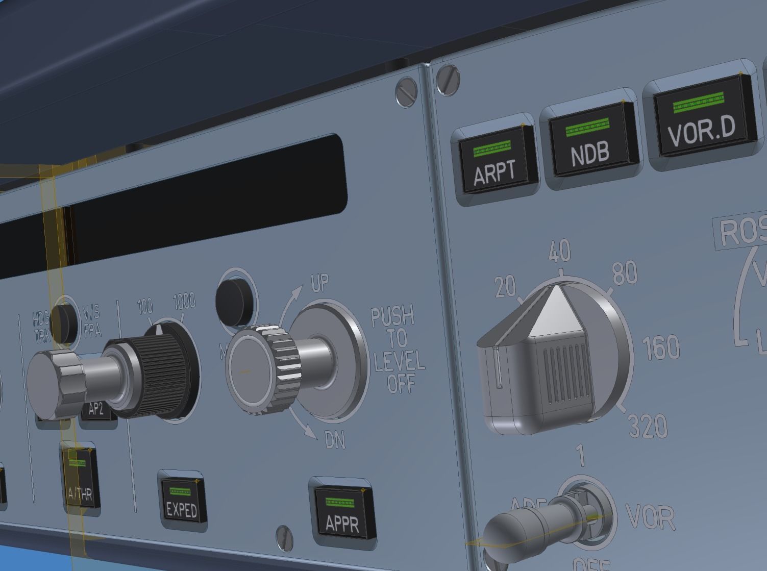 Airbus A320 Flight Control Unit for Captain and First Officer 3D model_7