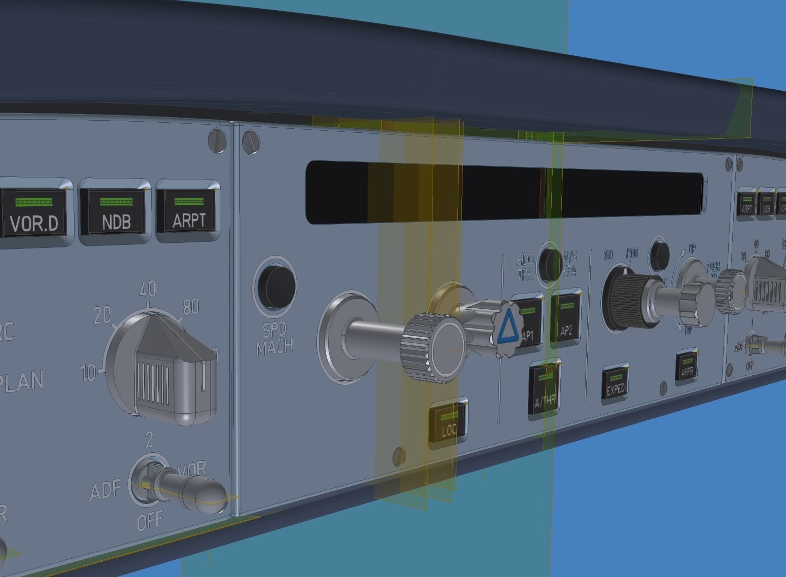 Airbus A320 Flight Control Unit for Captain and First Officer 3D model_3