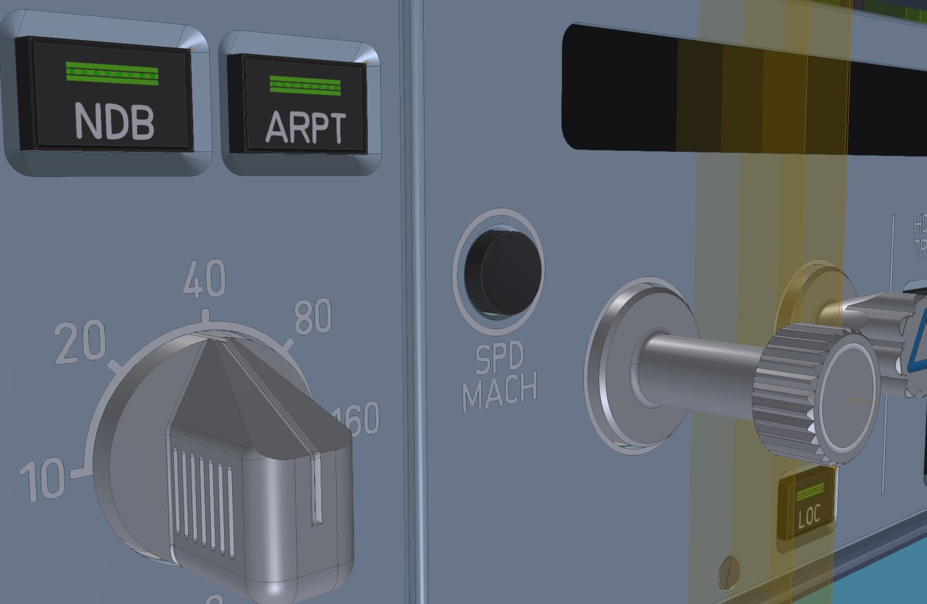 Airbus A320 Flight Control Unit for Captain and First Officer 3D model_1