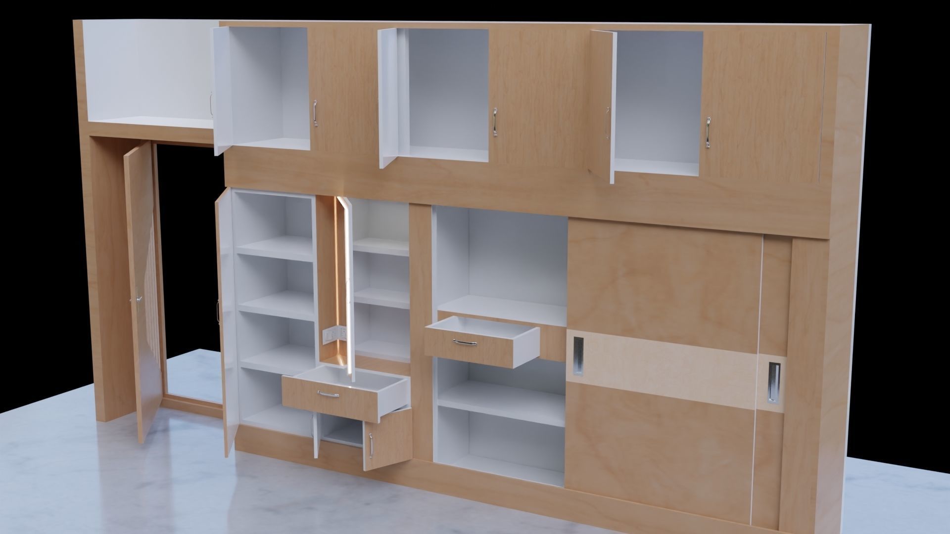 Wardrobe 3D model Low-poly 3D model_1