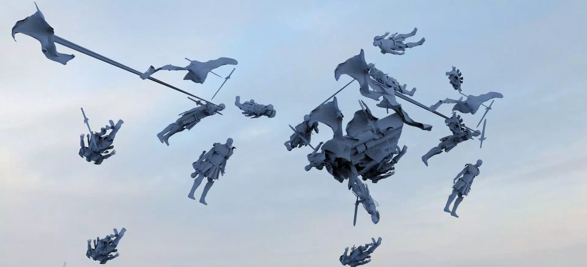 Dead warriors explosion of corpse mound 3D model_0