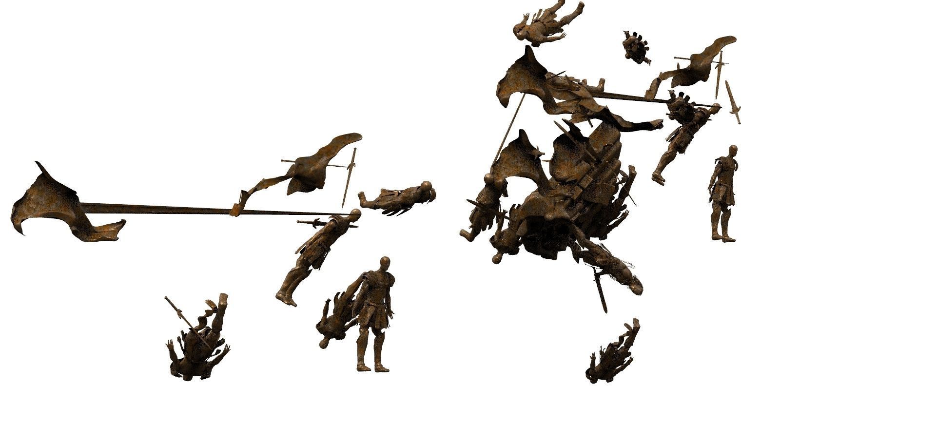 Dead warriors explosion of corpse mound 3D model_1