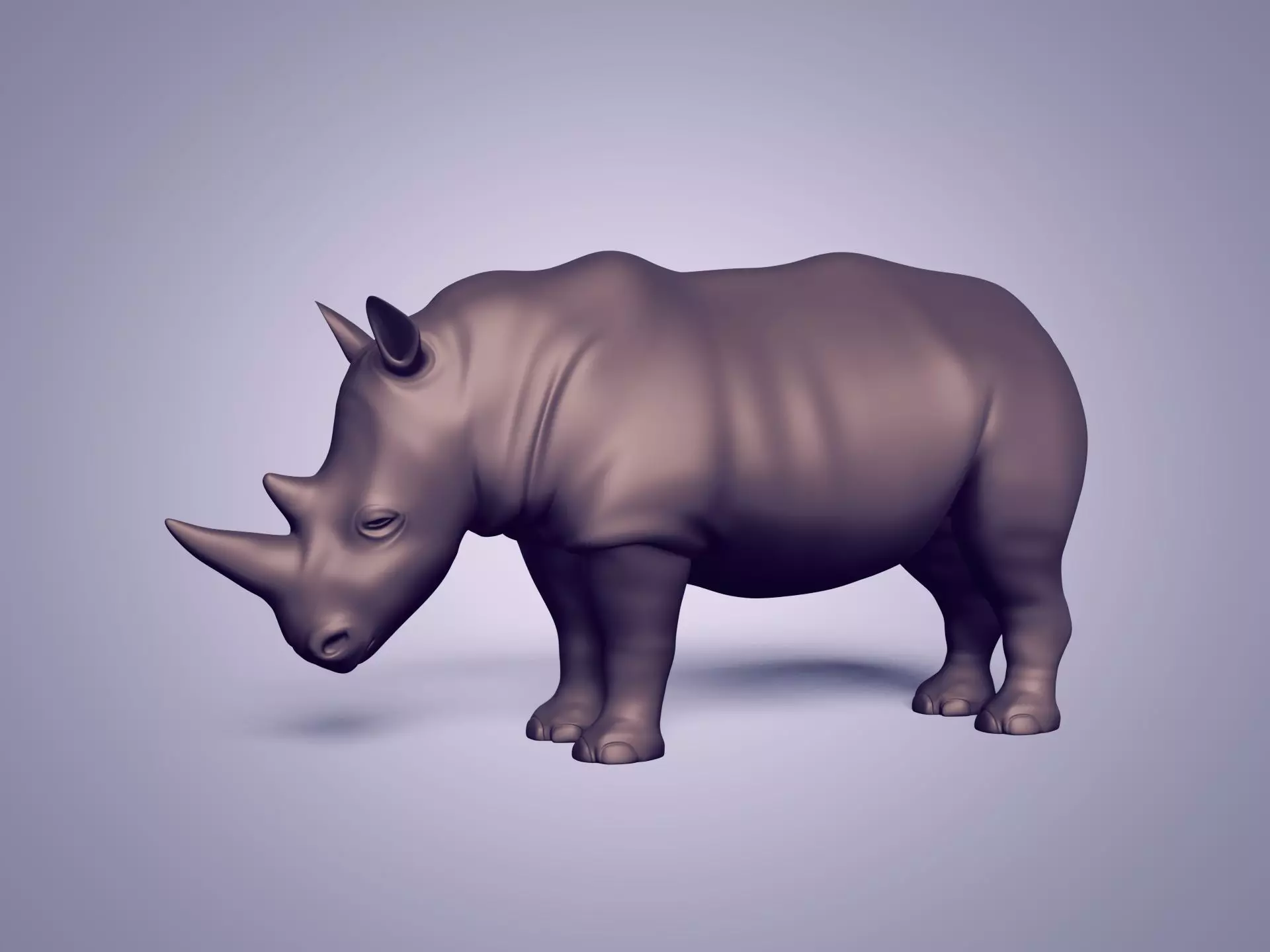 Rhinoceros Statue - Base Mesh Low-poly 3D model