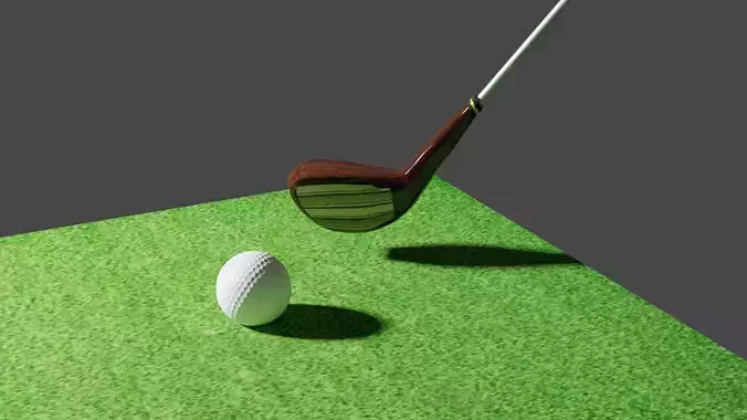 Golf Club and Ball 3D Low-poly 3D model