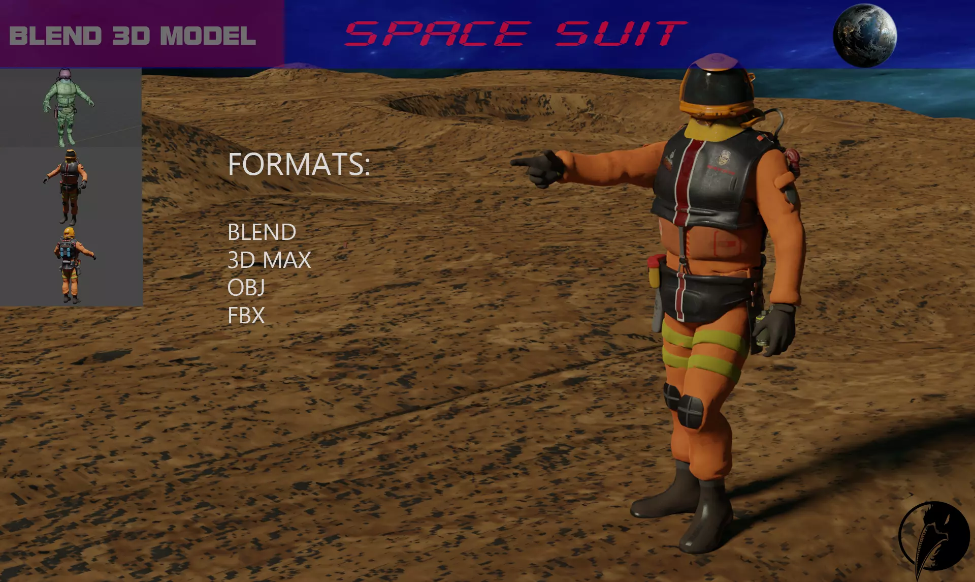 Space miner suit 3D model_0