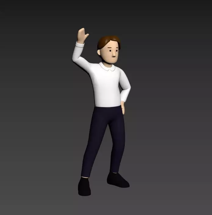 man low-poly character Low-poly 3D model_0