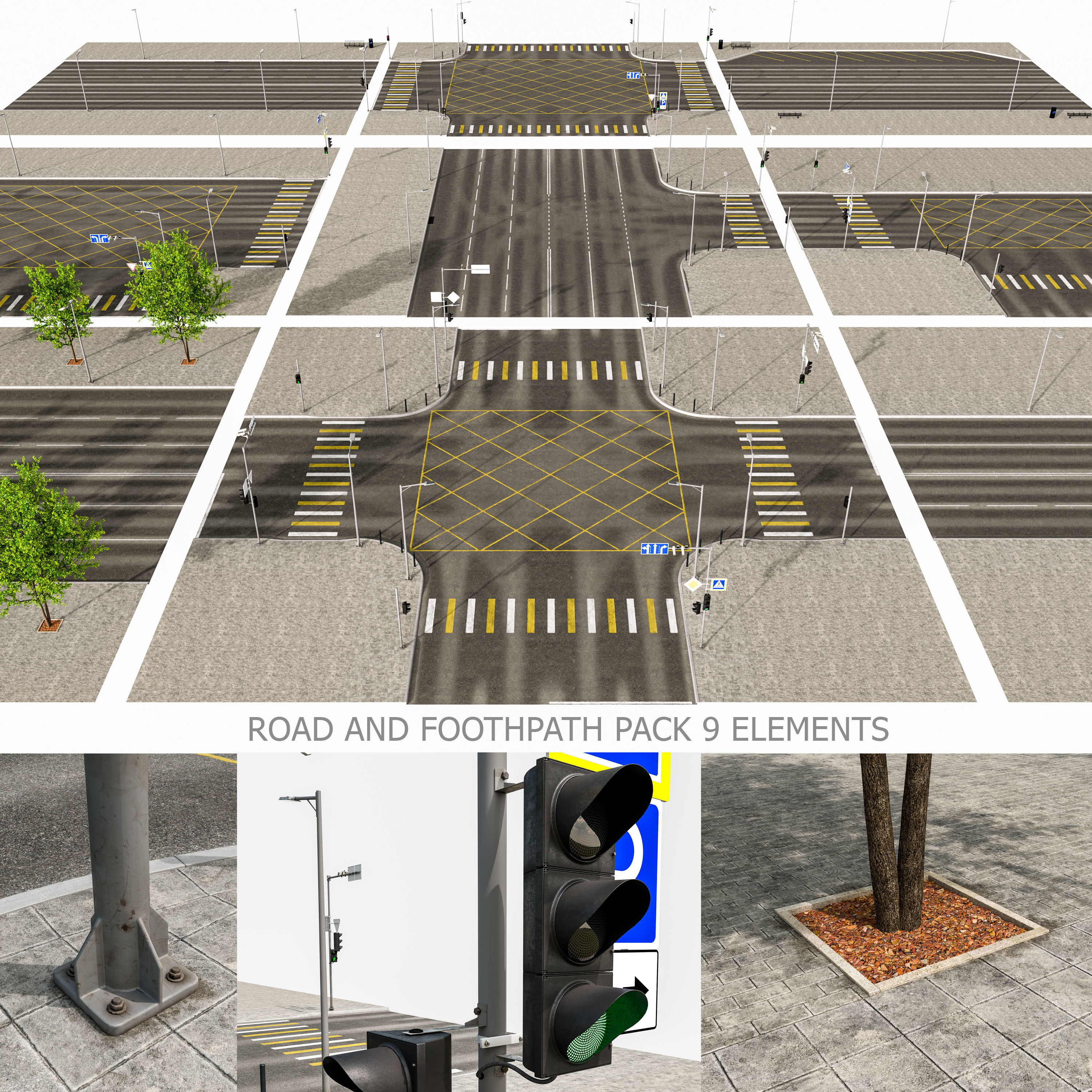 Road Fothpath Pack Low-poly 3D model_0