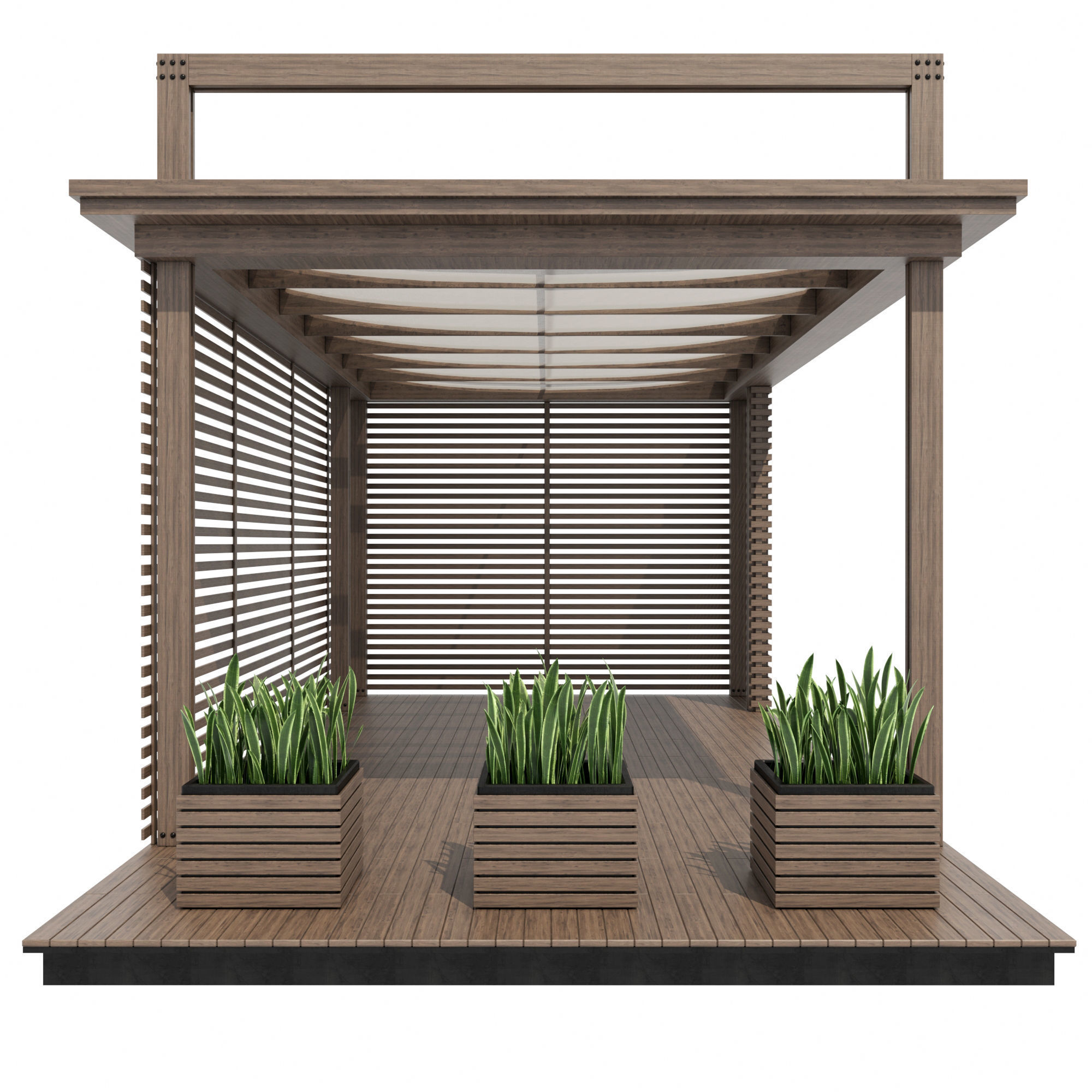 Pergola wooden 3D model_1