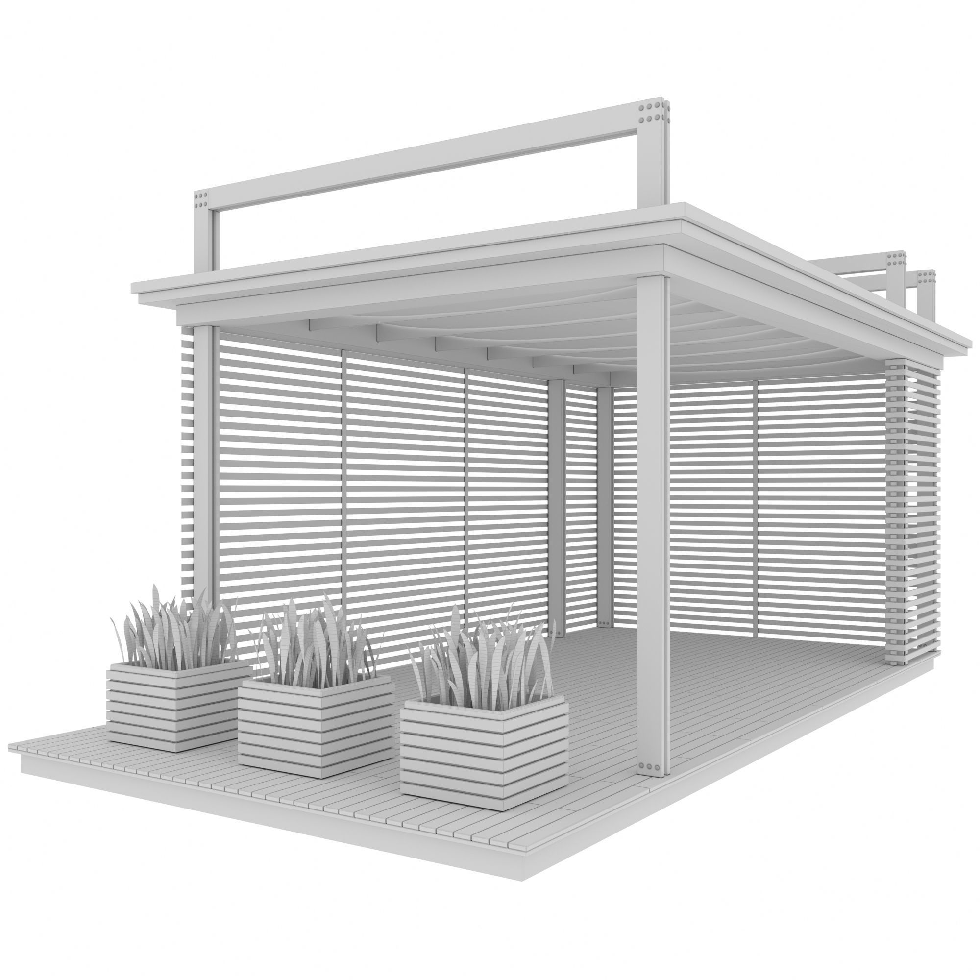 Pergola wooden 3D model_4
