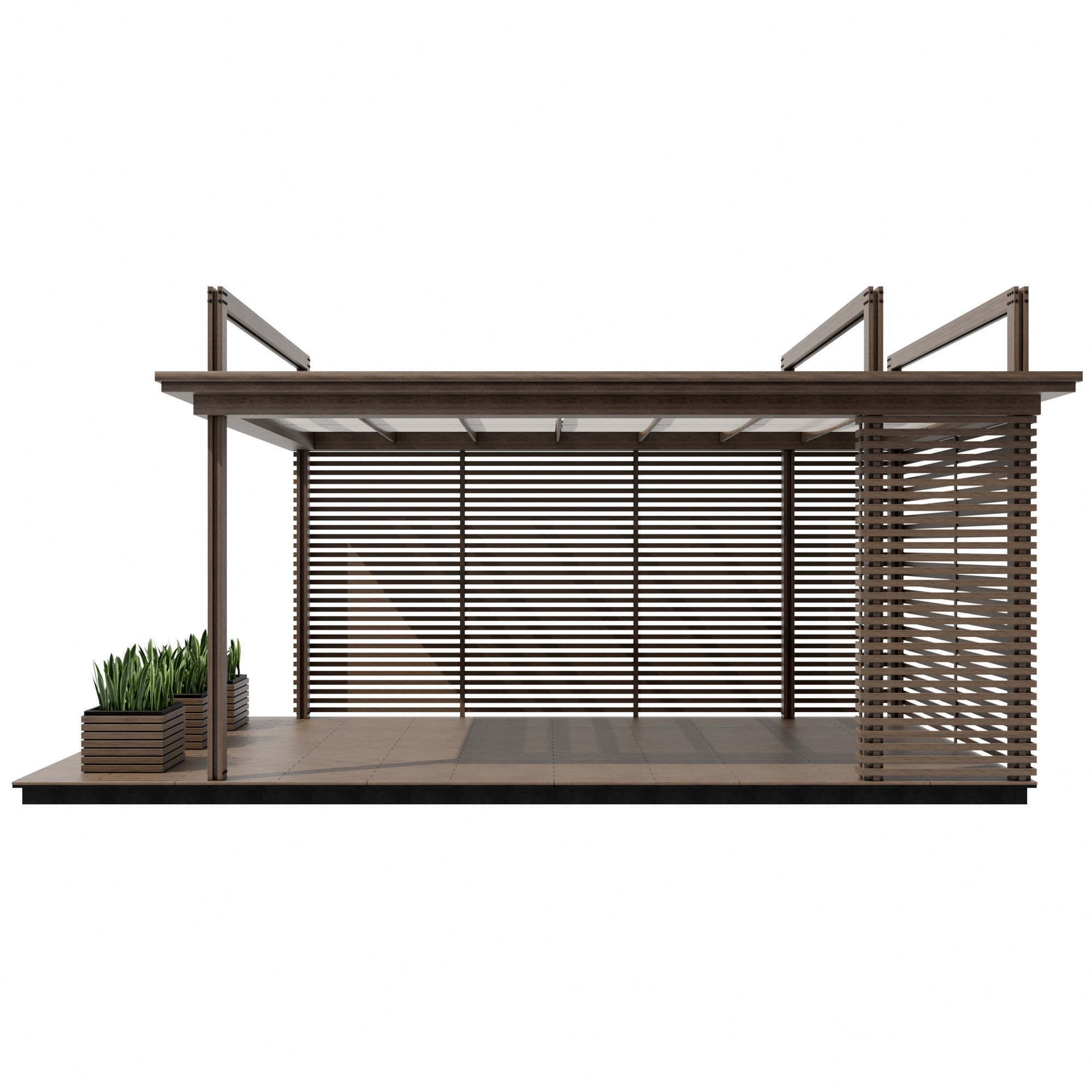 Pergola wooden 3D model_2
