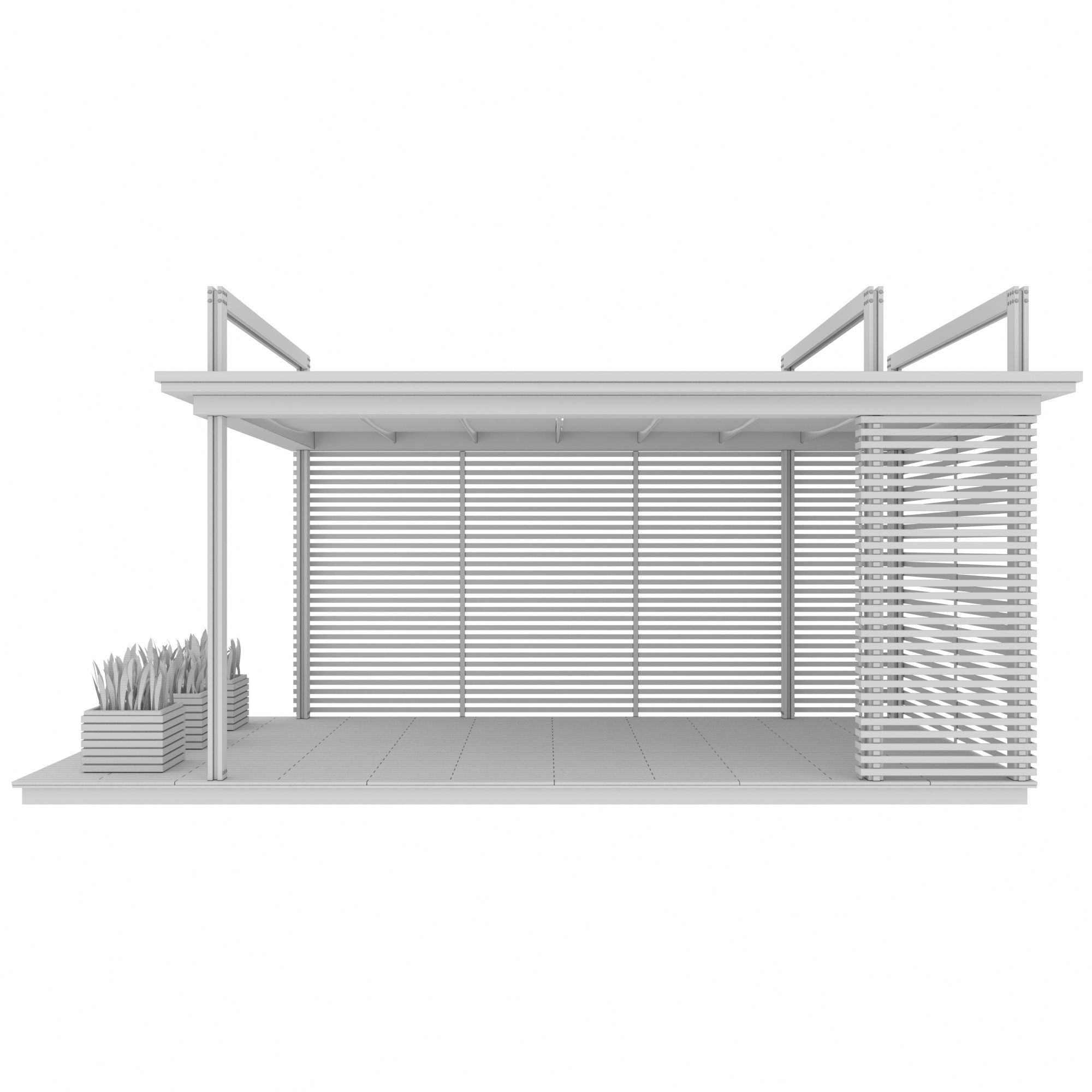 Pergola wooden 3D model_5