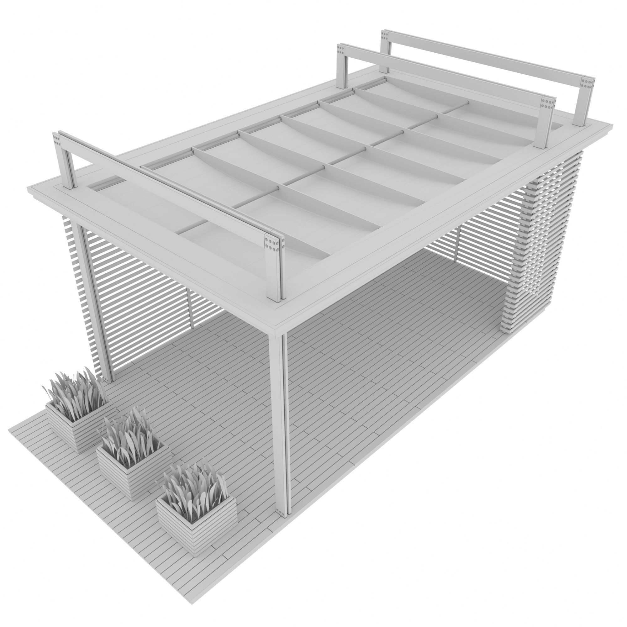 Pergola wooden 3D model_6