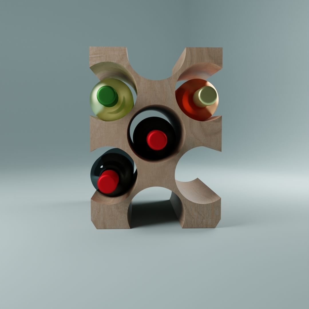 Wine bottle stand 3D model_1