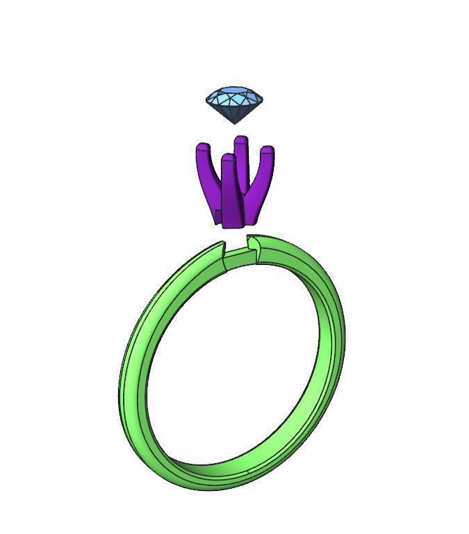 Engagement diamond ring in two color gold ready for 3d print 3D print model_6