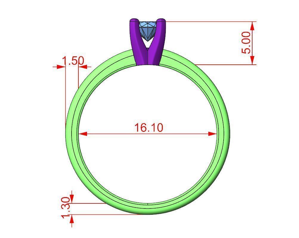 Engagement diamond ring in two color gold ready for 3d print 3D print model_18