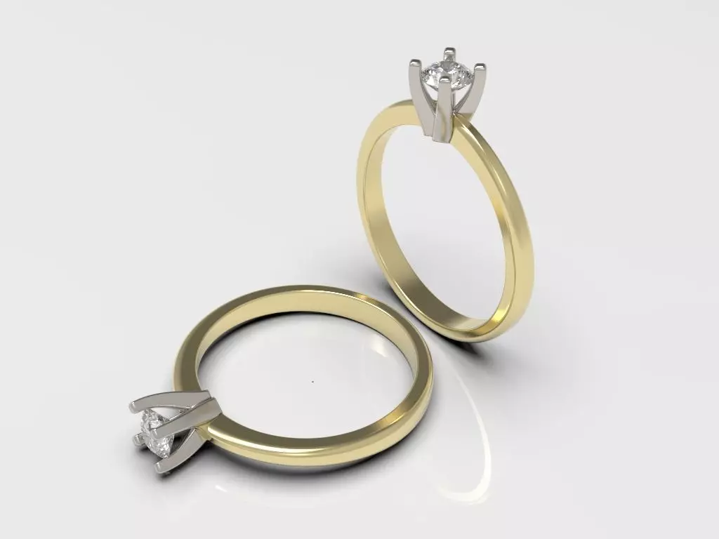 Engagement diamond ring in two color gold ready for 3d print 3D print model_0