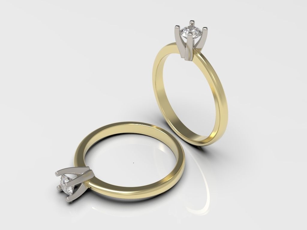 Engagement diamond ring in two color gold ready for 3d print 3D print model_20