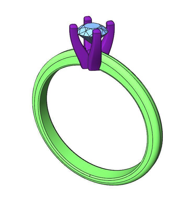 Engagement diamond ring in two color gold ready for 3d print 3D print model_4