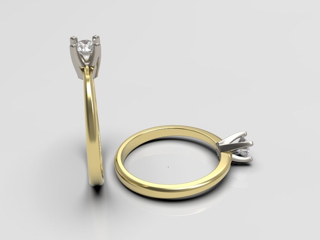 Engagement diamond ring in two color gold ready for 3d print 3D print model_16