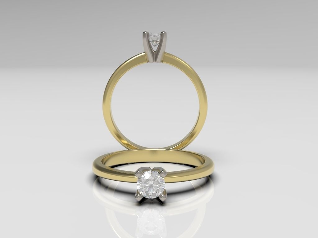 Engagement diamond ring in two color gold ready for 3d print 3D print model_9