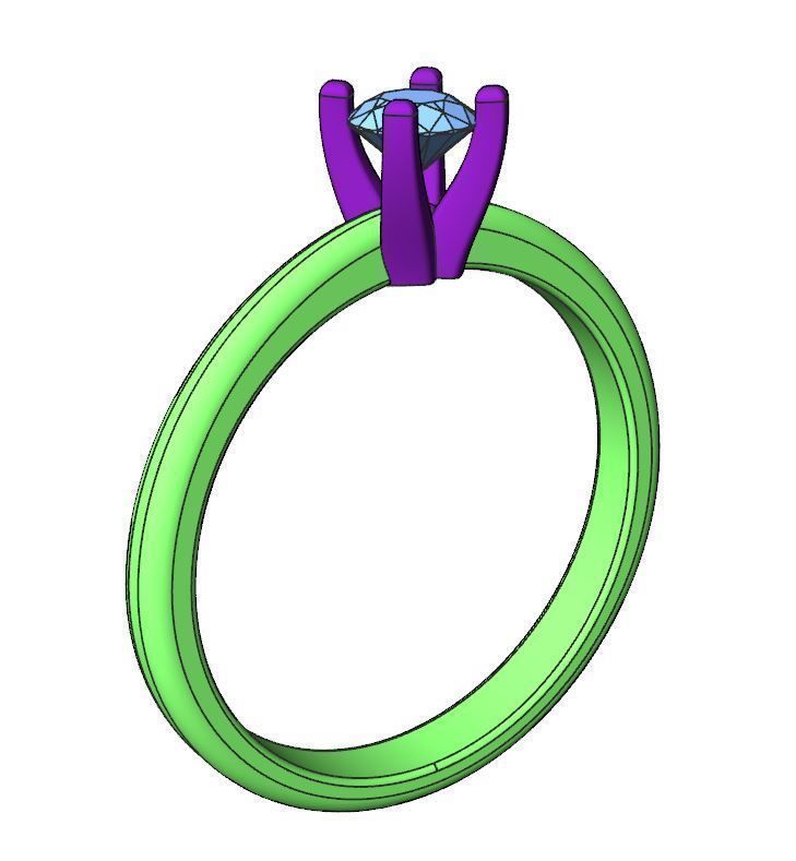 Engagement diamond ring in two color gold ready for 3d print 3D print model_5