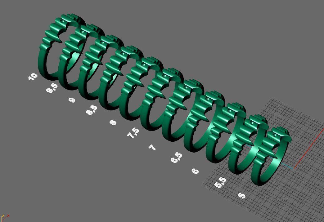 gold ring fangs with diamond 3D print model_1