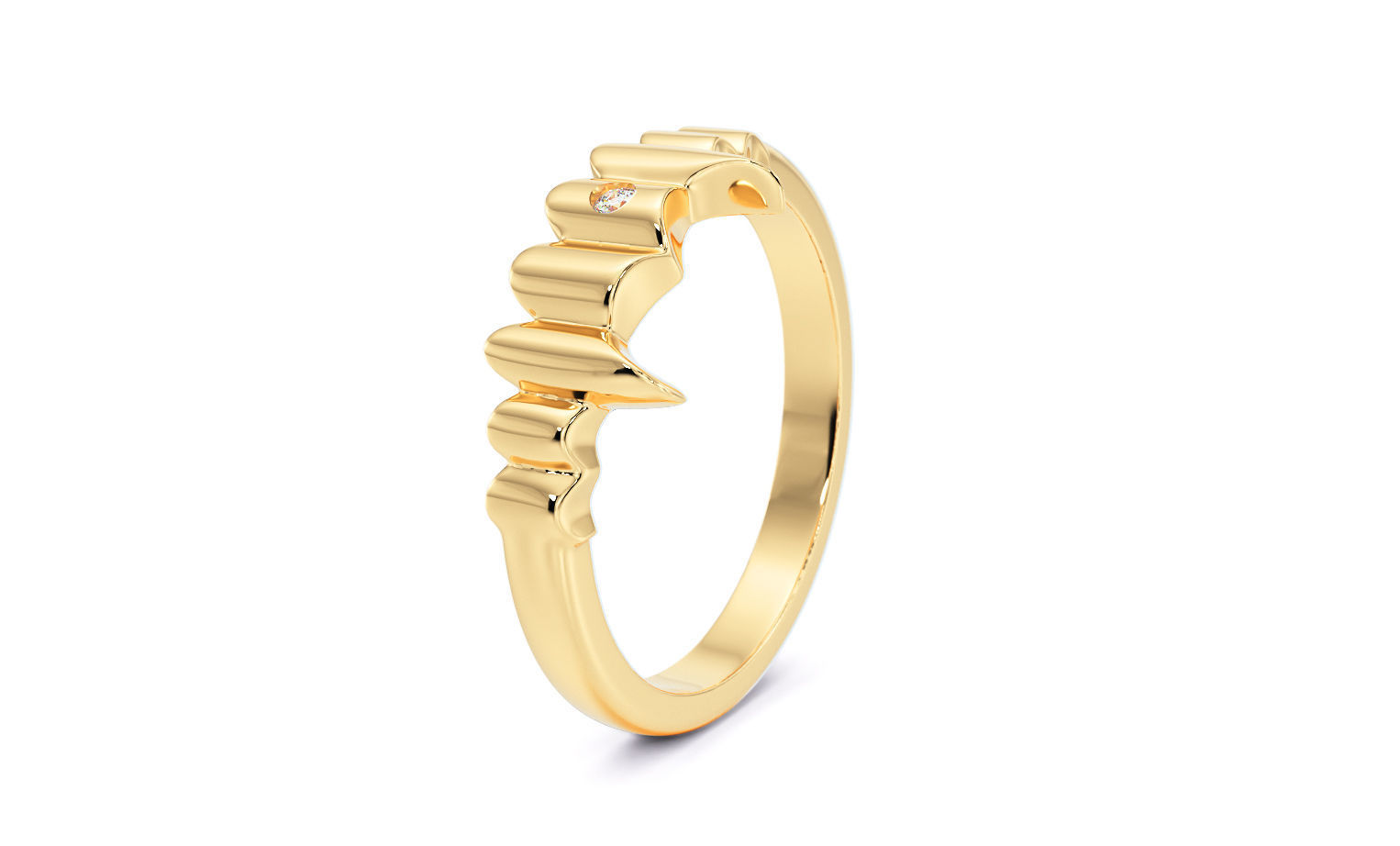 gold ring fangs with diamond 3D print model_6