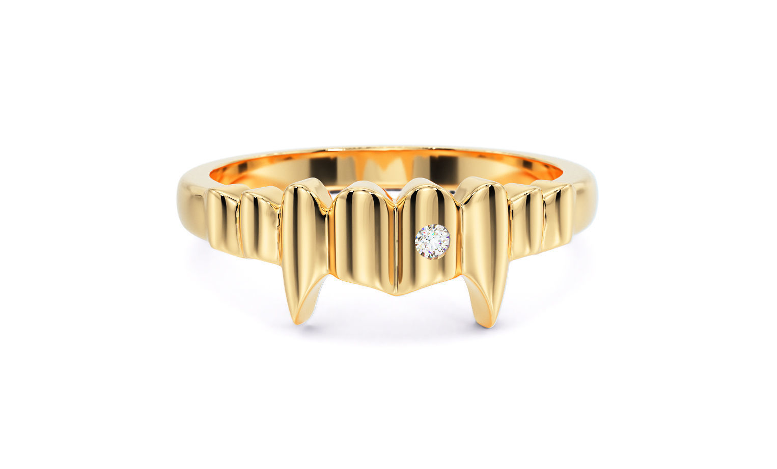 gold ring fangs with diamond 3D print model_7
