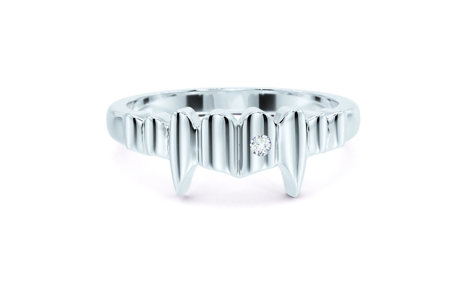 gold ring fangs with diamond 3D print model_12