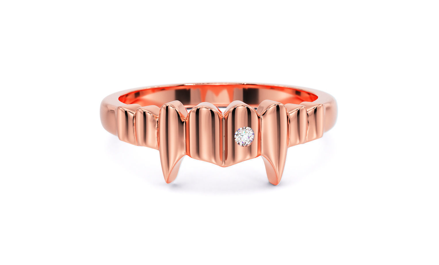 gold ring fangs with diamond 3D print model_17