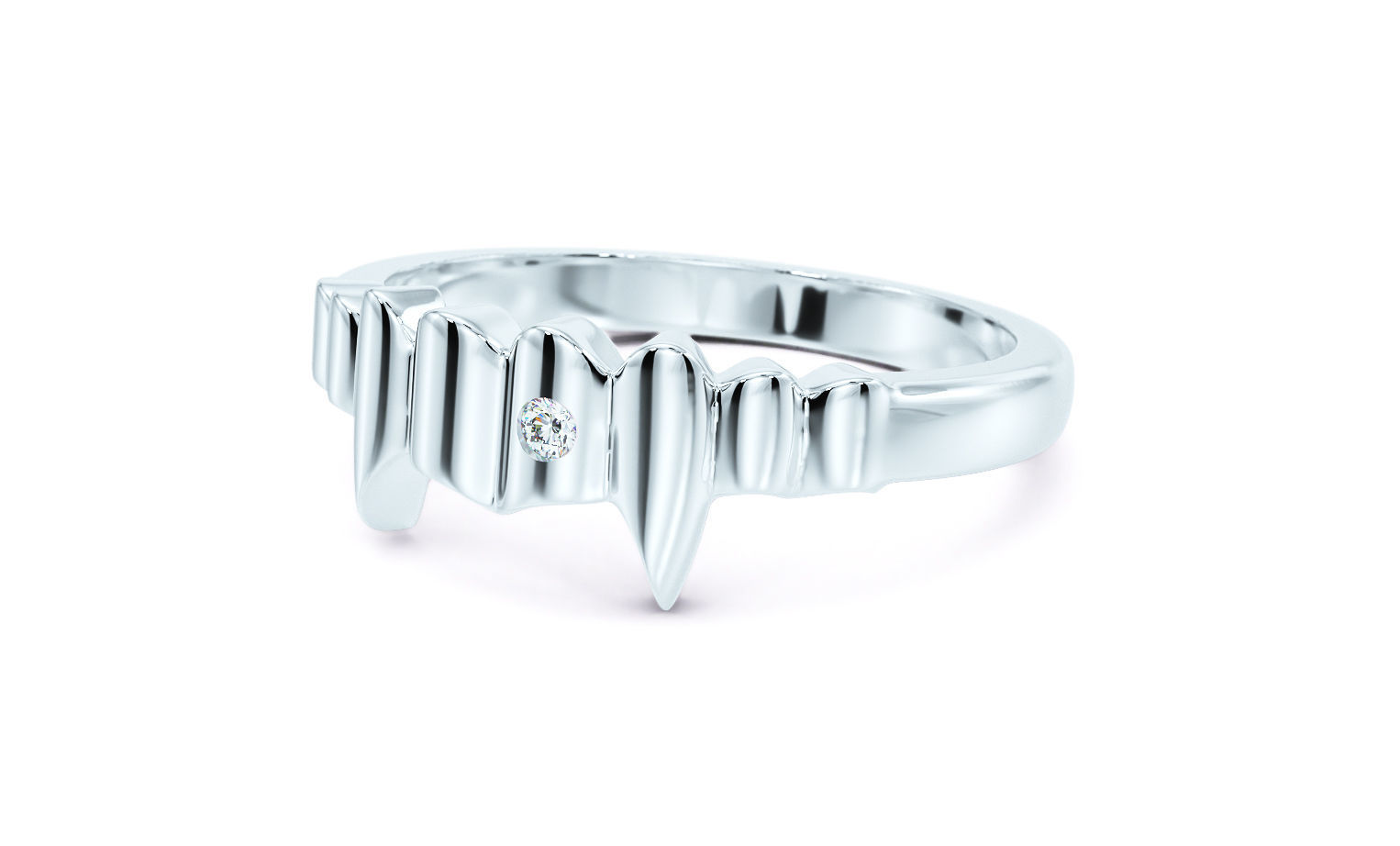 gold ring fangs with diamond 3D print model_11