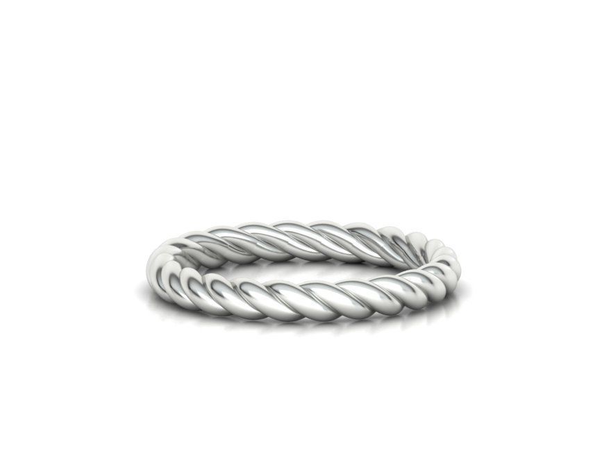 Twisted Rope Wedding  Ring Stackable Ring 3dmodel 3D print model_5