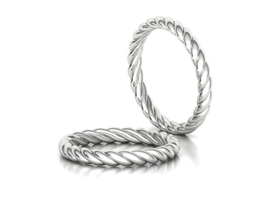 Twisted Rope Wedding  Ring Stackable Ring 3dmodel 3D print model_2