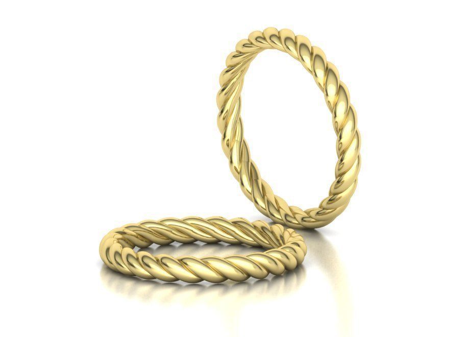 Twisted Rope Wedding  Ring Stackable Ring 3dmodel 3D print model_3