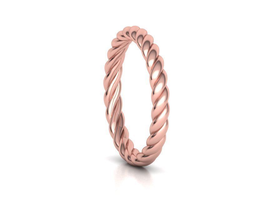 Twisted Rope Wedding  Ring Stackable Ring 3dmodel 3D print model_10