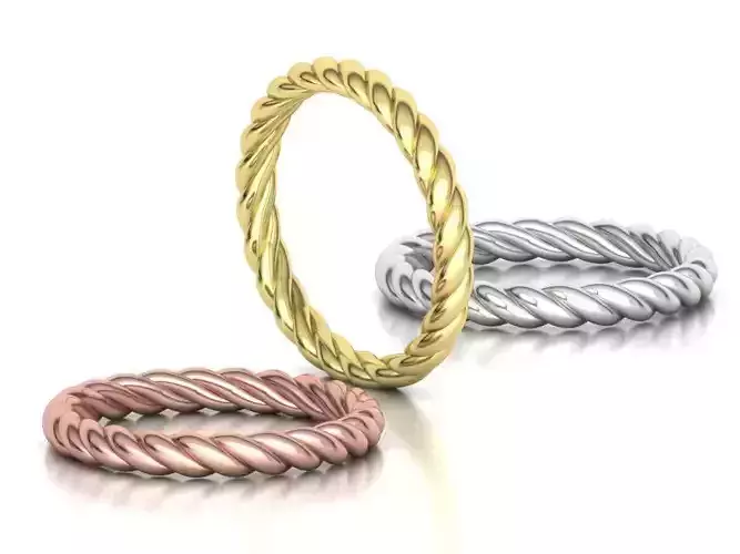 Twisted Rope Wedding  Ring Stackable Ring 3dmodel 3D print model