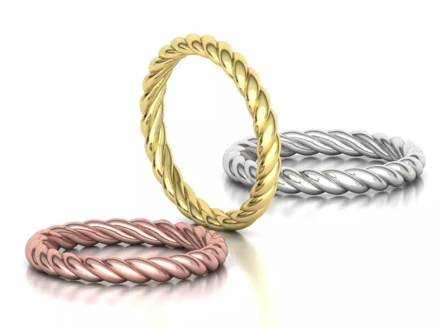 Twisted Rope Wedding  Ring Stackable Ring 3dmodel 3D print model_0