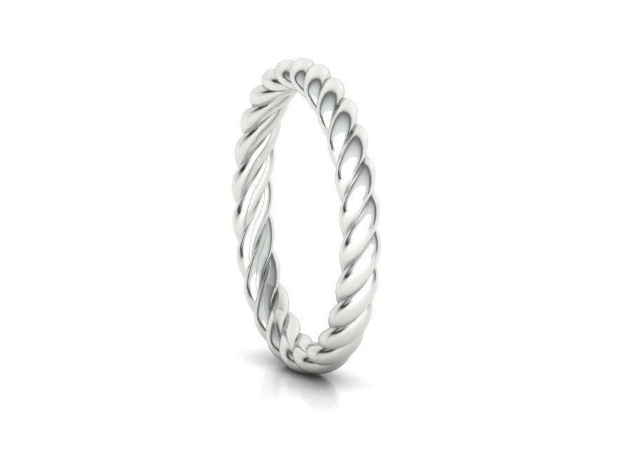 Twisted Rope Wedding  Ring Stackable Ring 3dmodel 3D print model_11
