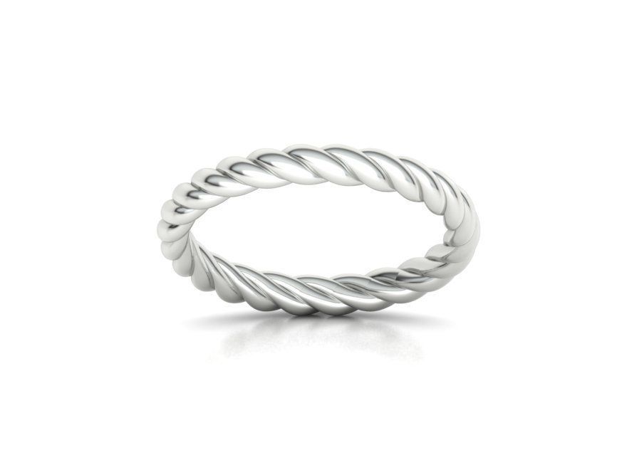 Twisted Rope Wedding  Ring Stackable Ring 3dmodel 3D print model_8