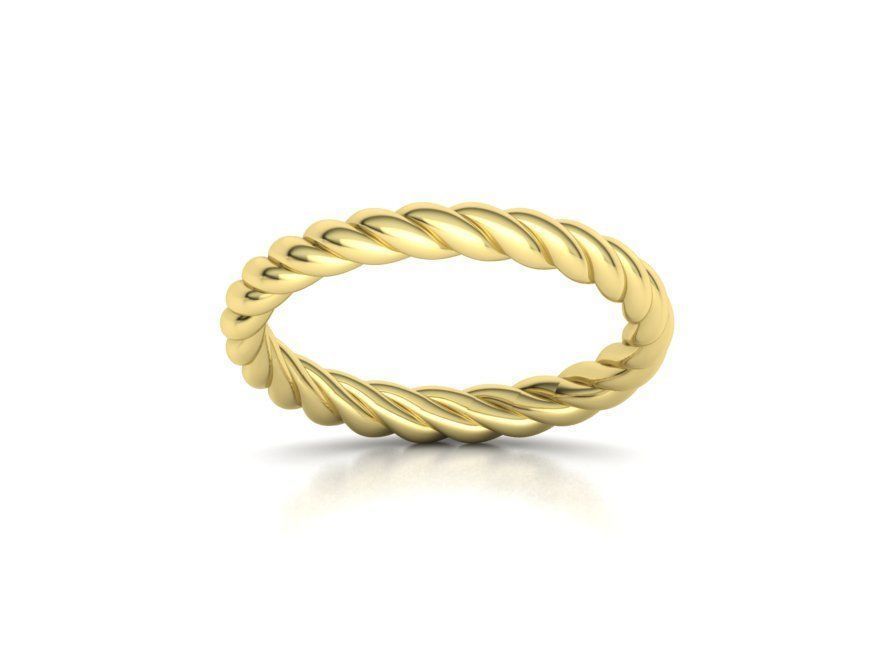 Twisted Rope Wedding  Ring Stackable Ring 3dmodel 3D print model_9