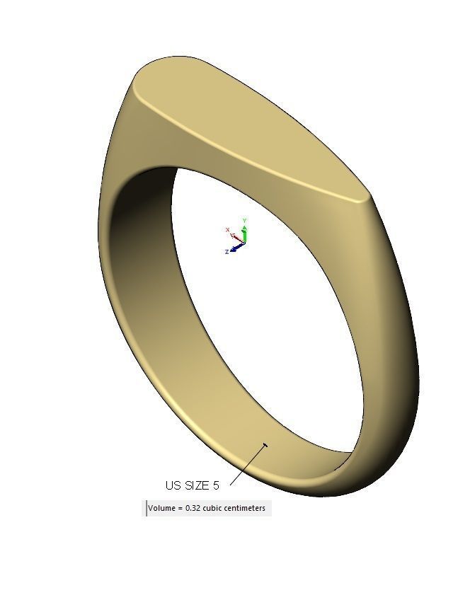 Teardrop signet ring US sizes 5to9 3D print model_12