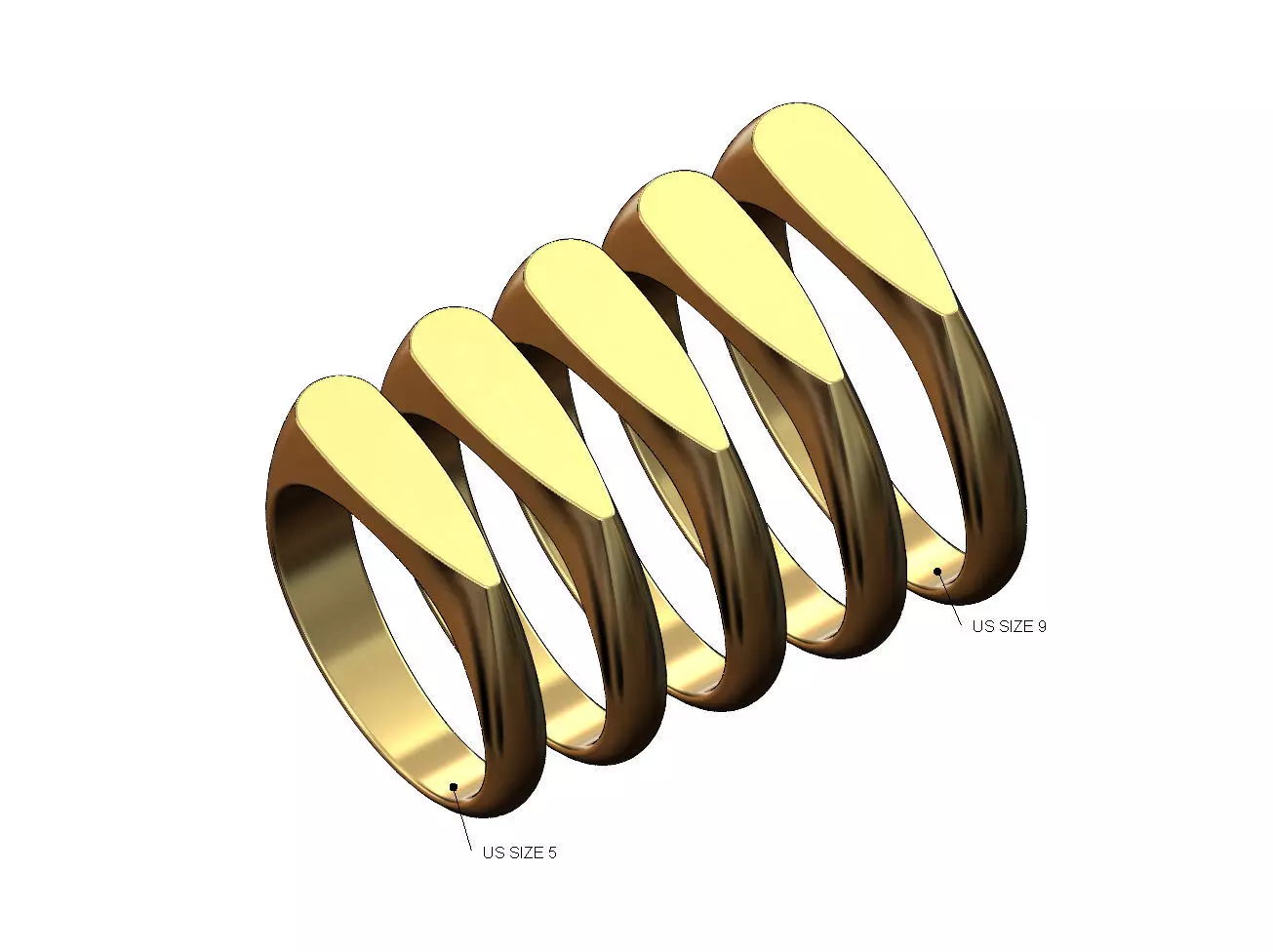 Teardrop signet ring US sizes 5to9 3D print model_0