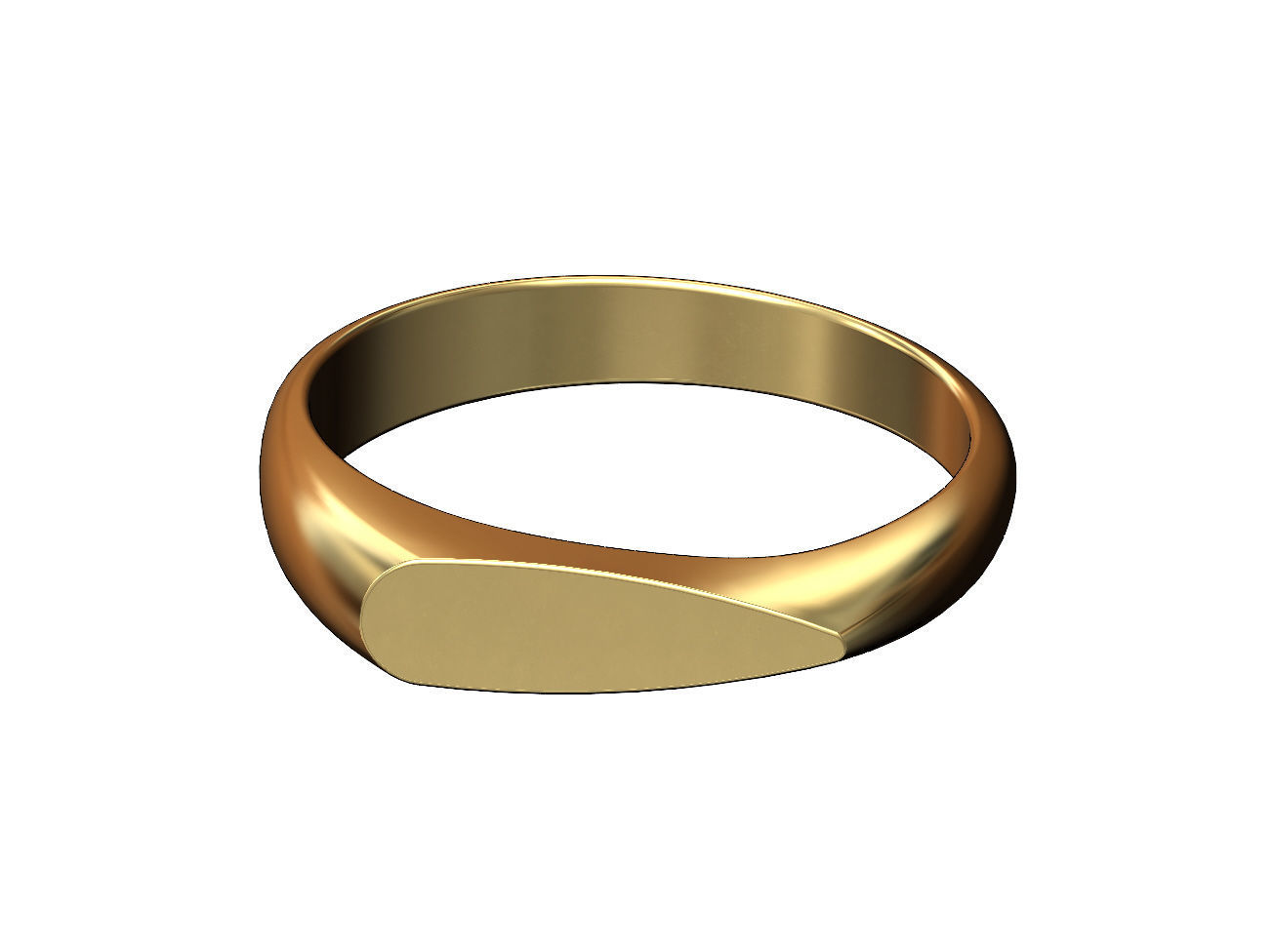Teardrop signet ring US sizes 5to9 3D print model_2